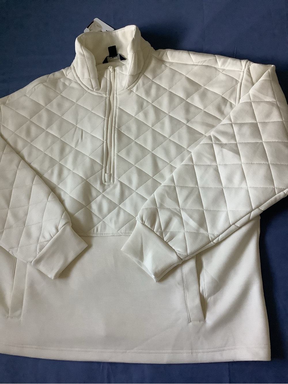 NEW Tilley Women’s Quilted Pullover 3/4 Zip Sweater Cream Sz.XL *READ*